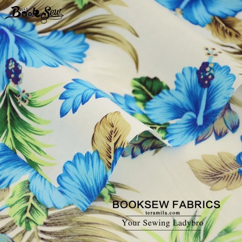 Booksew 100% хлопок поплин Ткань синий цветок конструкции высокой плотности Жир