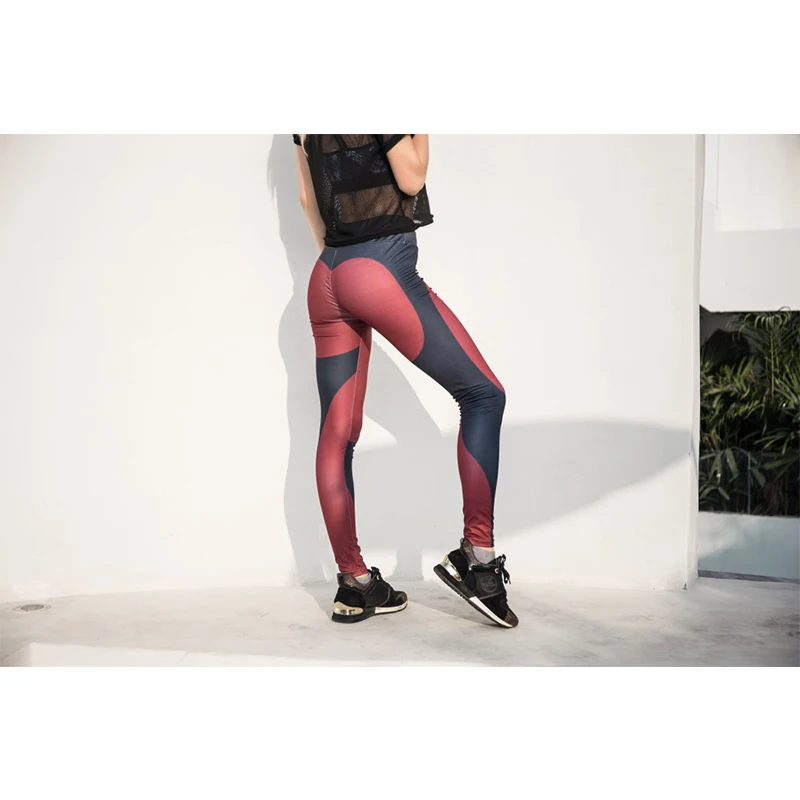 Женские Лоскутные Леггинсы пуш ап для фитнеса модные сексуальные облегающие