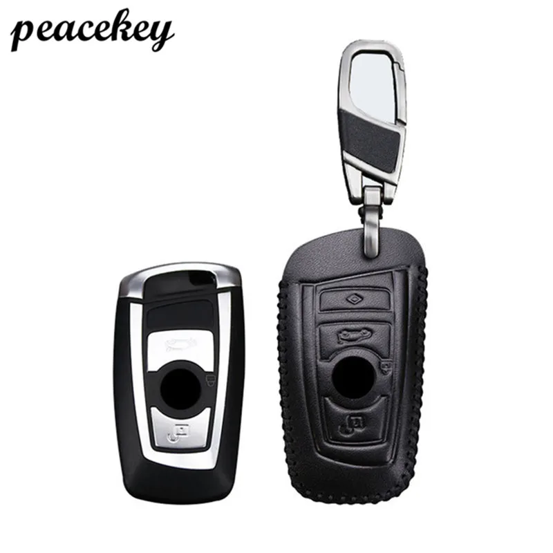 Peaceky Leather Car Smart Key holder case cover For Bmw F30 F20 X1 X3 X5 X6 X7 E30 E34 E90 E60 E36 E39 E46 Sticker ring | Автомобили и