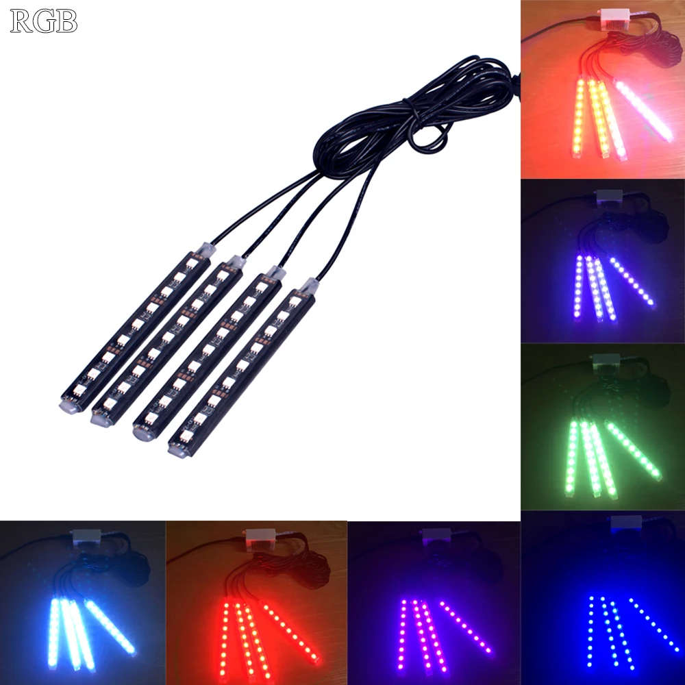 4 шт. RGB Авто Автомобильный атмосферный свет атмосферная лампа СИД DRL полоса света