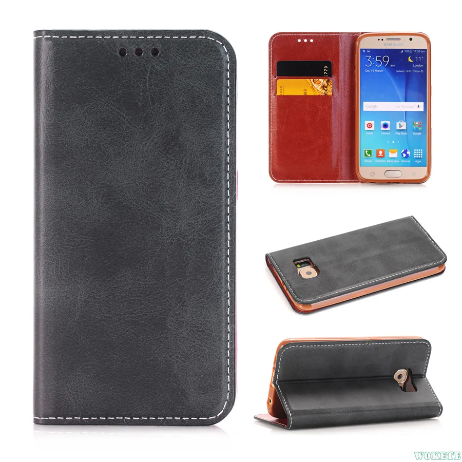 Мода Ретро Флип Магнит Кожа Стенд PU Слот Карт Бумажника Case для Samsung Galaxy S5 S6/S6 Edge S7