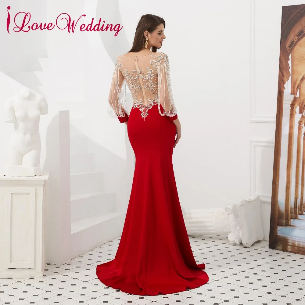 Новое поступление прозрачное красное платье для выпускного вечера с глубоким