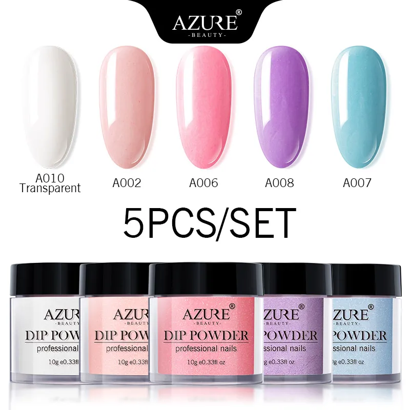 3 Azure beauty, 5 шт./лот, блестящая пудра, набор для нейл-арта, Блестящие Блестки, градиентный цвет, пудра, наборы, 24 цвета, пудра для ногтей - Цвет: 3