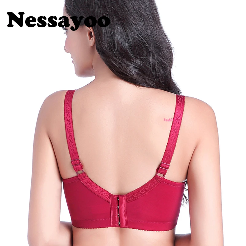Nessayoo боковая коллекция 3/4 чашка Регулируемый 40 42D нейлоновый кружевной бюстгальтер пуш-ап для женщин стальная оправа красивый бюстгальтер нижнее белье 38 чашка черный