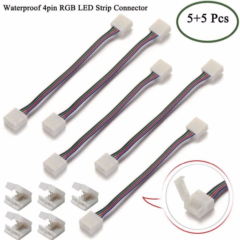RGB 5050 гибкая светодиодная лента 4pin 10 мм водонепроницаемый угловой соединительный