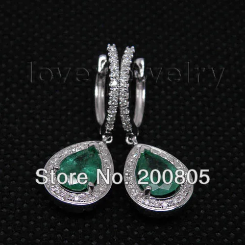 Винтажные серьги E0002J из белого золота с натуральным бриллиантом 5x7 мм|earrings
