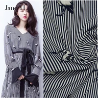 jane yu spring and summer new temperament crane striped print chiffon fabric dress shirt clothing fabric