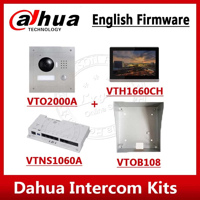 Dahua наборы видеодомофонов VTO2000A VTH1660CH VTNS1060A VTOB108 10 дюймов IP система видеодомофона с