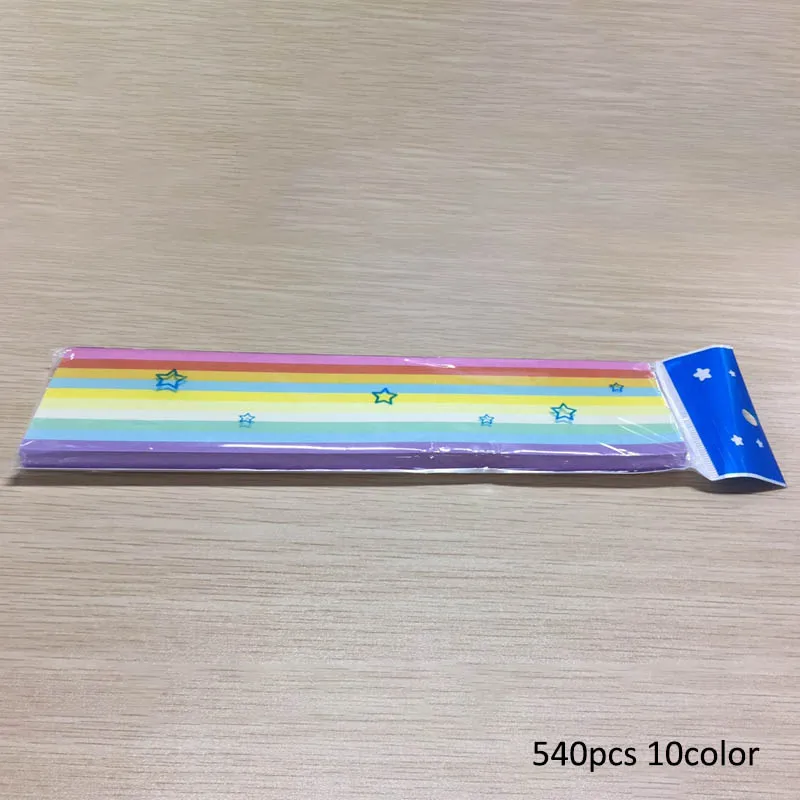 540pcs 10color Желая Звезда Оригами DIY ручной работы звезда складной Материал день рождения подарочное свадебное украшение карта подарок 380/540/1030 шт Оригами - Цвет: 540pcs 10color