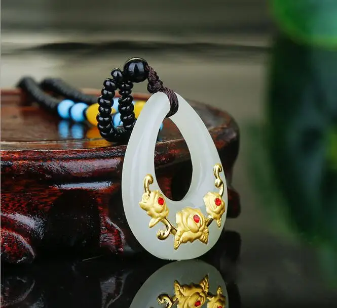 

natural stone Quartz crystal Turquoises Jades Heart-shaped Flower Amulet pendant for diy jewelry making necklace Accessories