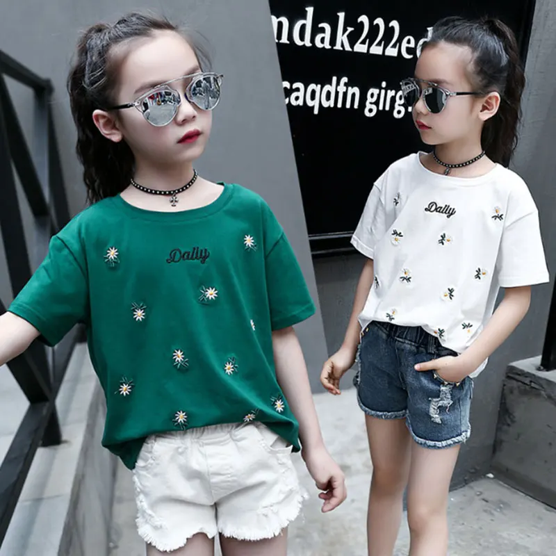 Хлопковые футболки для девочек модная детская футболка с длинным рукавом на
