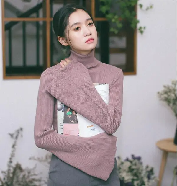 

Hot sales long-sleeved turtleneck sweater women primer shirt candy multicolored sweater casual warm pullovers
