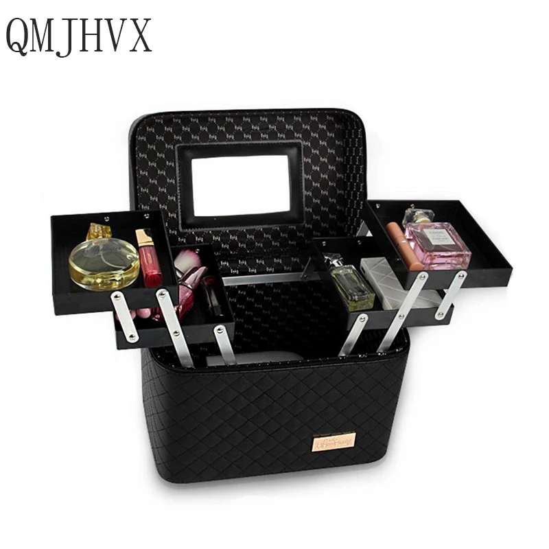 Дорожные аксессуары для макияжа вместительный чемодан коробка хранения