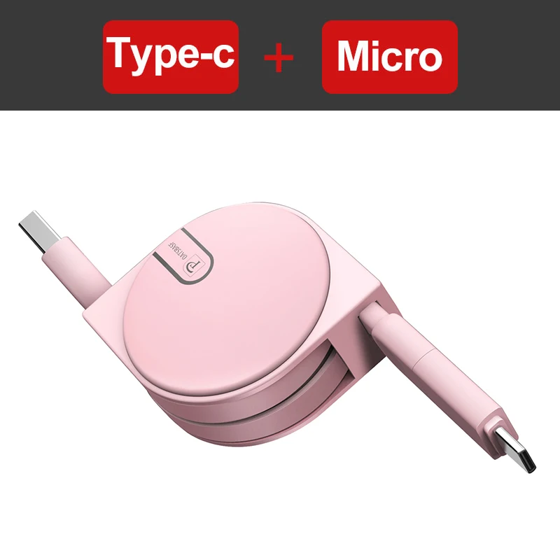 2 in 1 C and M-Pink OATSBASF 3 в 1 Micro usb type C 8 Pin для iPhone XS Max X 8 7 Nokia 8 USB Выдвижной зарядный кабель для Xiaomi huawei 2 в 1 USB - Цвет: 2 in 1 C and M-Pink