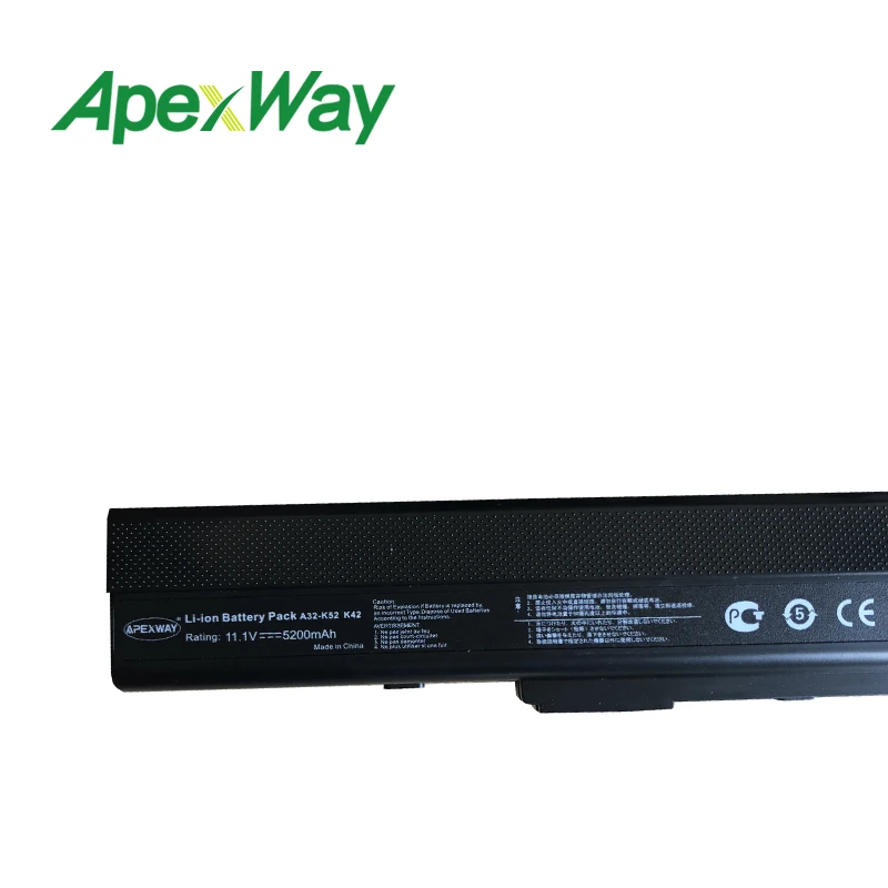 Apexway 6 ячеек 11 1 В Новый аккумулятор для ноутбука asus A31 K52 A32 A41 A42 K52F K52J K52JB K52JC K52JE K52JK A52