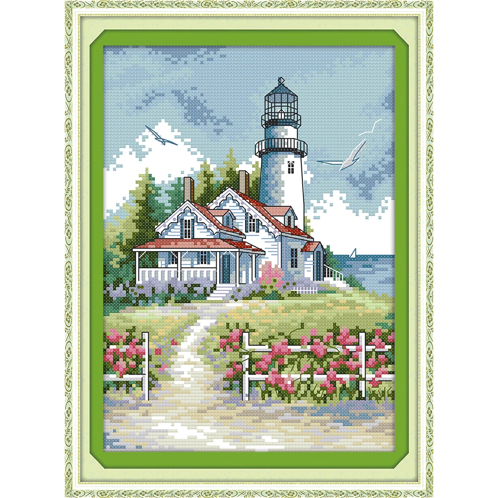 

Everlasting Love Lighthouse (2) Chinese Cross Stitch Kits Ecological Cotton Stamped 11CT 14CT DIY Christmas Decorations For Home