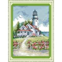 everlasting love lighthouse 2 chinese cross stitch kits ecological cotton stamped 11ct 14ct diy christmas decorations for home