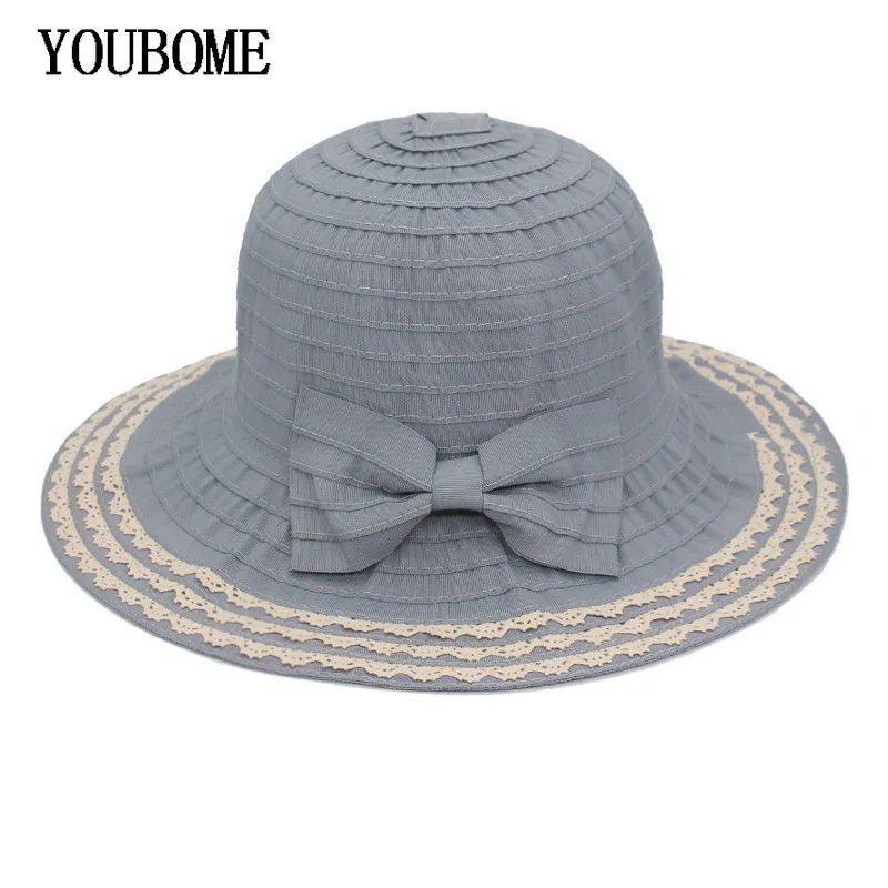 

YOUBOME Summer Hat For Women Beach Sun Hats Visors Ladies Breathable And Foldable Outdoor Bucket Hat Wide Brim With Bow-knot