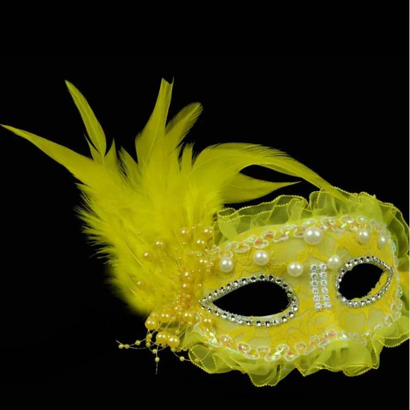 3 шт./лот полулицевая Жемчужная Маска с перьями для Хэллоуина маскарадный костюм