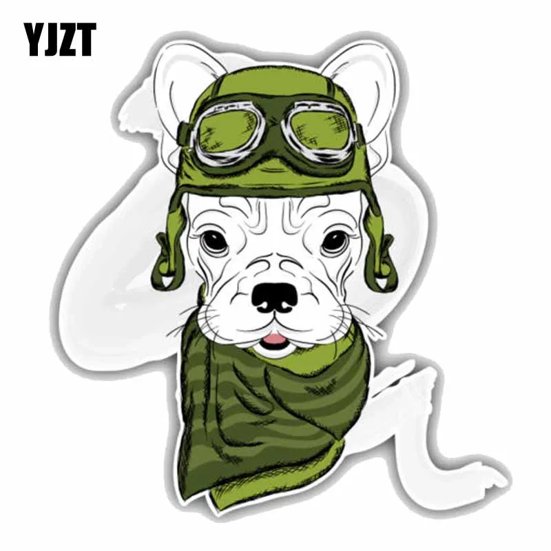 

YJZT 13CMx13.7CM Funny Dog Pilot Animal Car Decoration PVC Car Sticker C1-9045