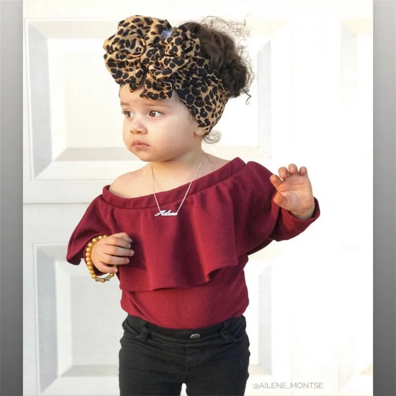 Leopard Big Bow Headwrap Girl Hairband Hair Accessories Wide Turban Headband Fabric Elastic Kids Top Knot Band | Детская одежда и