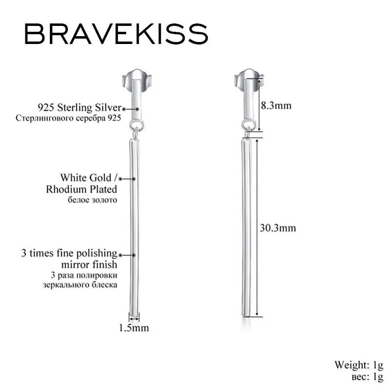 Женские серьги BRAVEKISS простые капли из стерлингового серебра 925 пробы корейские