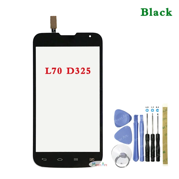 D325 Black With Tool Высокое качество 4," для LG L70 D320 и L70 D325 сенсорный экран дигитайзер сенсор внешняя Передняя стеклянная панель объектива Черный Белый - Цвет: D325 Black With Tool