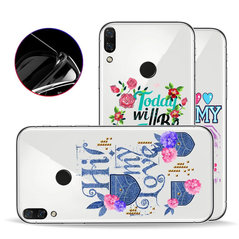 0 8 мм ультра тонкий протектор для huawei P20 Lite Plus цветочный узор с буквами гель мягкий