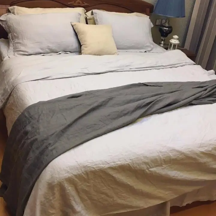 100% льняные комплекты постельного белья однотонные Цвет Лен пенька дома Texiles