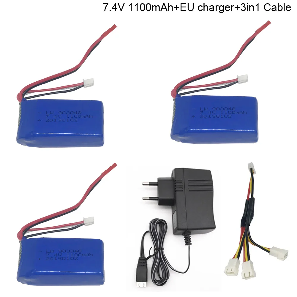 7 4 V 1100mAh Li Po батарея с USB зарядным устройством 3in1cable для WLtoys A949 A959 A969 A979 V912 V913 V353 k929