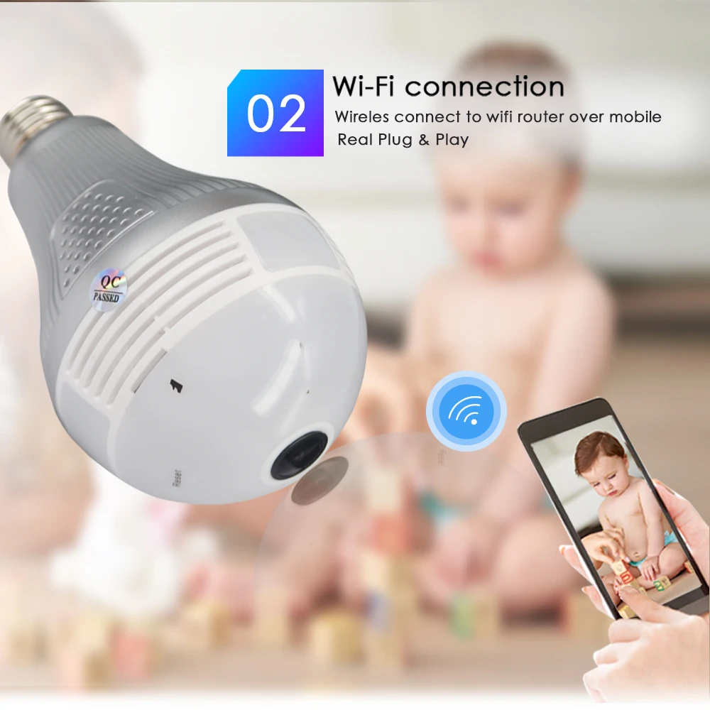 CTVMAN Wifi 360 камера лампа CCTV видео s рыбий глаз Andriod IOS безопасности беспроводной