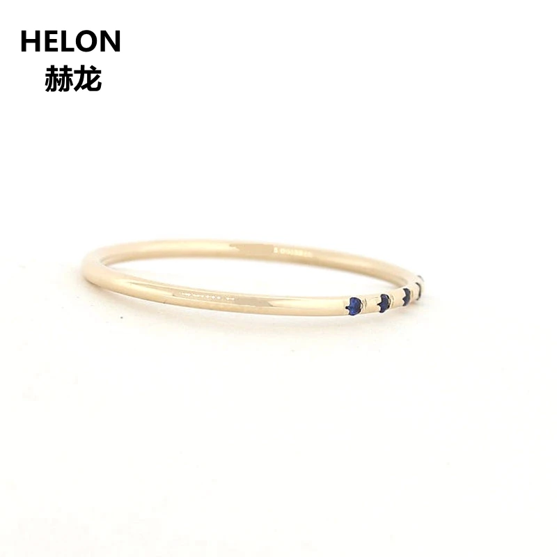 

Solid 14k Yellow Gold Women Natural Sapphires Ring Engagement Wedding Band Valentine Anniversary Party Fine Jewelry Gift