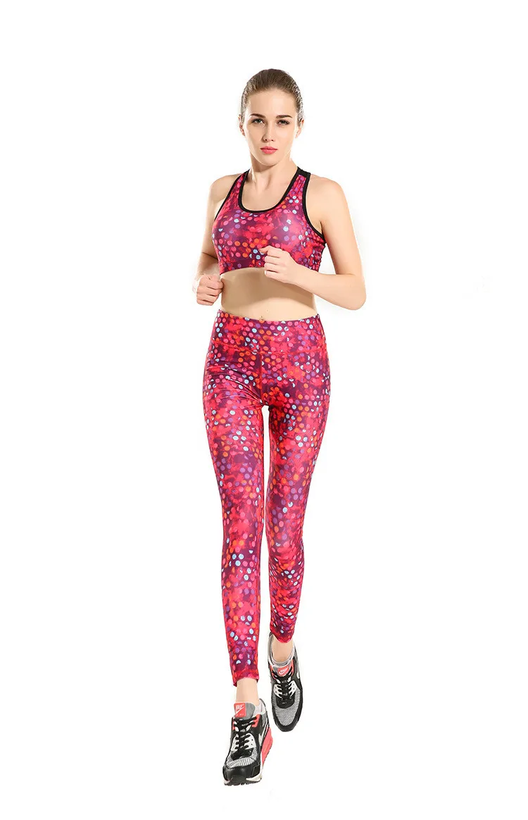 Женские леггинсы для упражнений в розовые пятна быстросохнущие энергетические