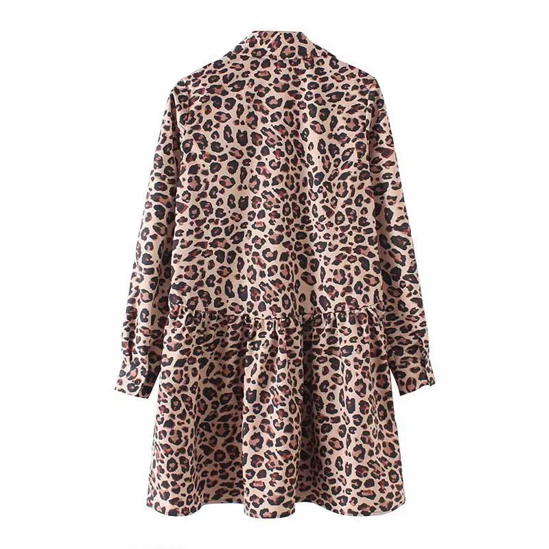 Женское платье с длинным рукавом Heydress винтажное мини-платье леопардовым принтом