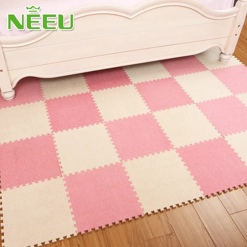 Pink-Beige Поплавки-приманки из мягкой пены EVA на меху с коротким ворсом головоломка детский игровой коврик кирпечей из глины теплые домашние тапочки из плюша для коврик гимнастический коврик Гостиная татами 30X30X1 см краями 9/16/20 шт - Цвет: Pink-Beige