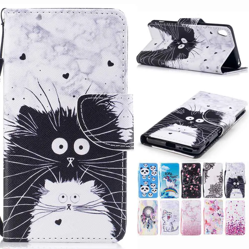 Изысканная роспись кожаный чехол для Sony Xperia XA флип Flip Wallet Cover Чехол мобильного