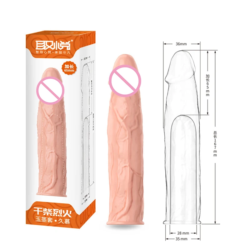 Huge Penis Extender Lengthen Dildo Realistic Condoms for Men Sleeve Reusable Time Delay 55 65 75mm Sex Toys | Красота и здоровье