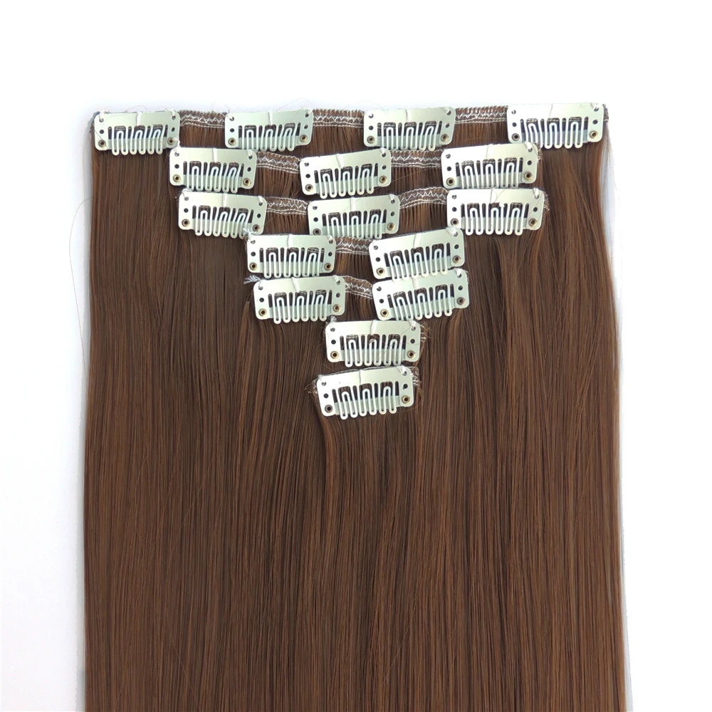 qjz13055/27 2p Xi.rocks Synthetic Clip in Hair Extensions wig Straight Hairpiece Clips for the Extension wigs Chocolate | Шиньоны и