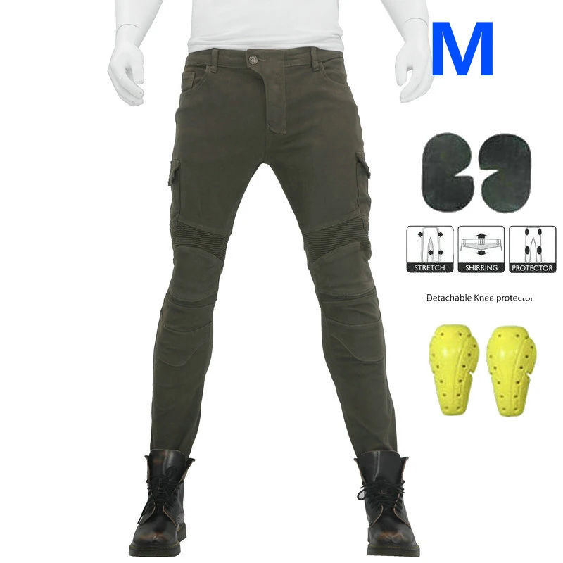 Мужские и женские мотоциклетные джинсы джинсовые байкерские армейские зеленые