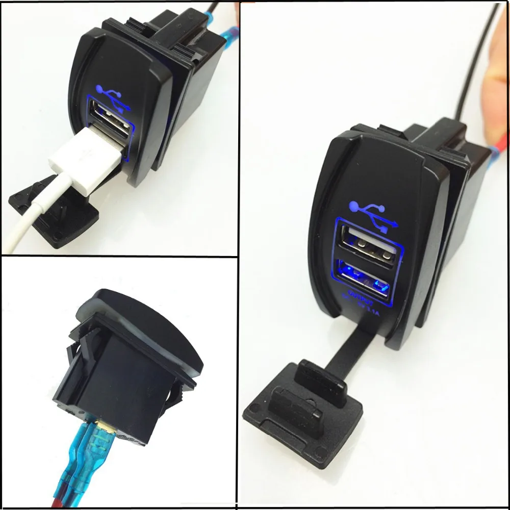 Автомобиль Мотоцикл Зарядное устройство адаптер розетка Splitter 12-24 В двойной USB 5