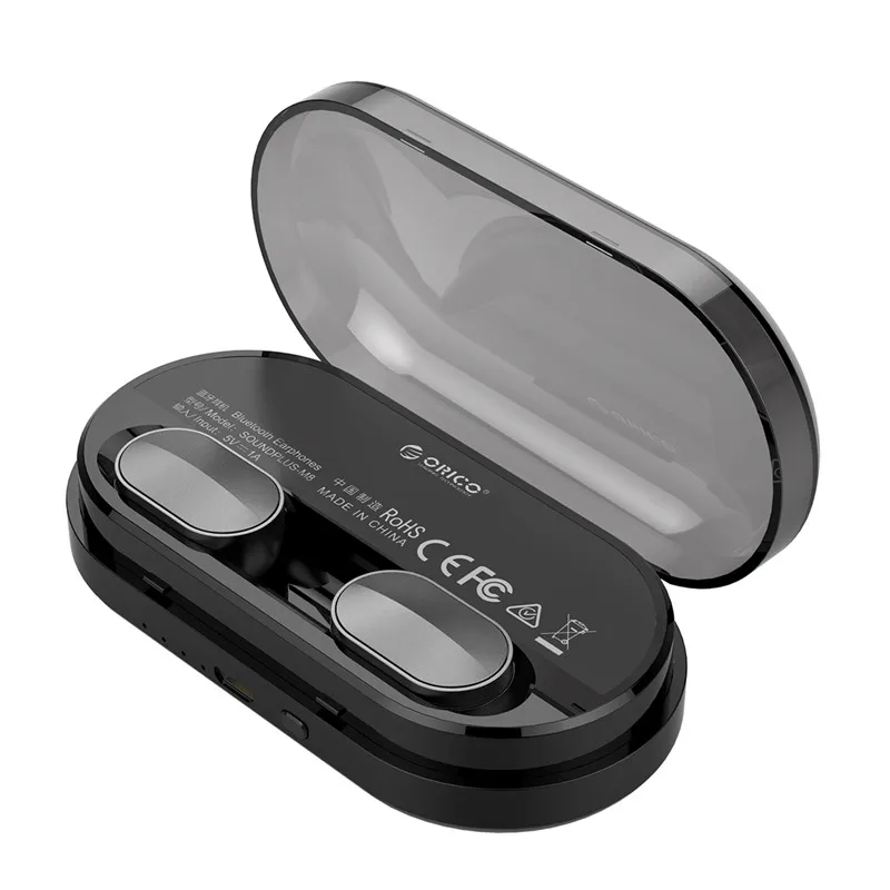 ORICO Беспроводной наушников стерео СПЦ гарнитура Handfree Спорт Bluetooth 4,2 наушники с зарядки окно для iphone Беспроводной наушники - Цвет: Серый