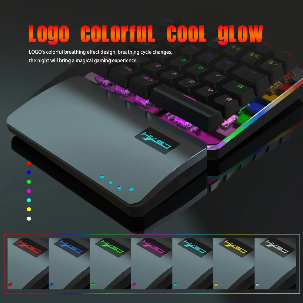 HXSJ клавиатура с одной рукой левая 35 клавишная RGB многократная подсветка режим