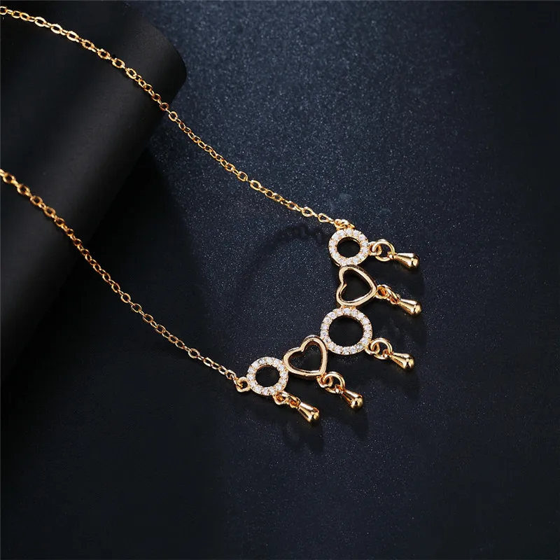 LUKENI Shinee Crystal Heart Ladies Pendant Necklace Jewelry Fashion Girls Chain Gold For Women Party Accessories Female | Украшения и