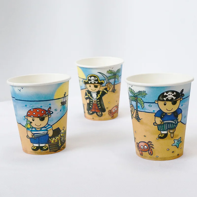 8 шт одноразовые бумажные десертные чашки серии Пиратская тема для детей день