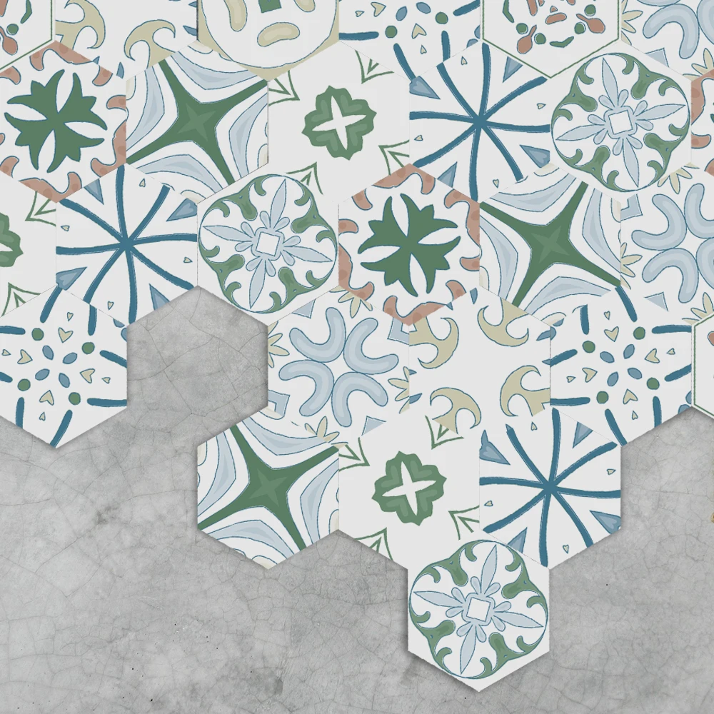 10 шт./компл. португальский стиль водонепроницаемый клей для обоев пол переводной рисунок настенные наклейки