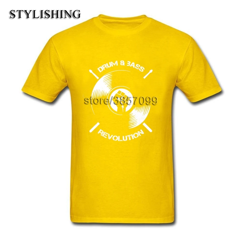 Винтаж Teeshirts для Для мужчин натуральный хлопок короткий рукав Барабаны и бас