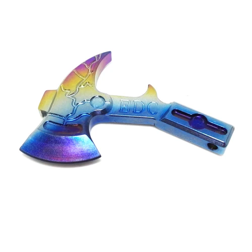 Gradient color H937 Многофункциональный Титан сплав TC4 мини топор распаковки инструмент брелок Цепочки и ожерелья ножик карманный нож принести ксеноновая лампа слот - Цвет: Gradient color