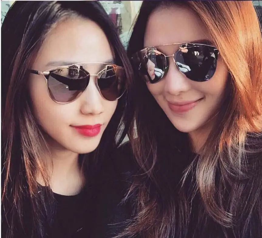 Женские солнцезащитные очки Feitong классические зеркальные в металлической оправе