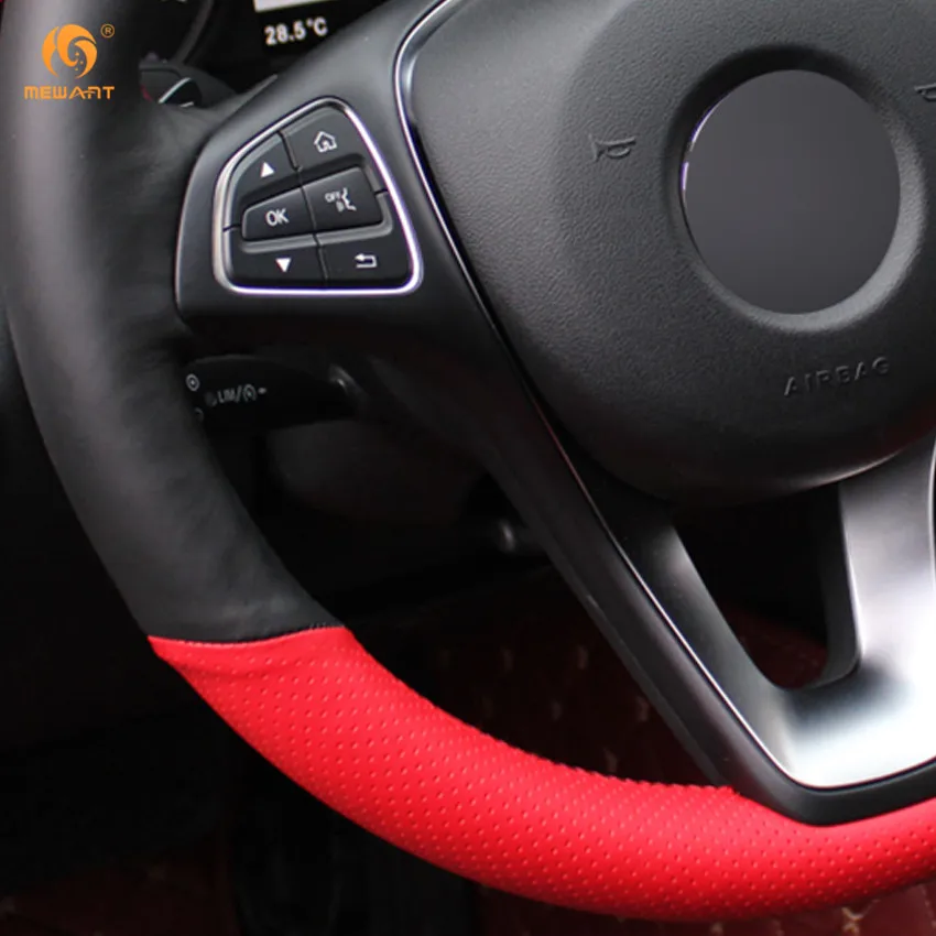 MEWANT черно-красная зеркальная натуральная кожа для Mercedes Benz C180 C200 C260 C300 B200