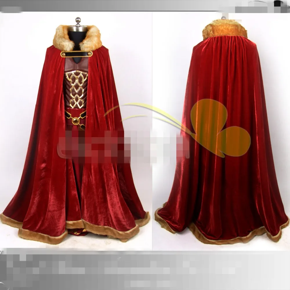 

Anime Cosplay Costume Fate Zero Rider THE KING Dress With Red Velvet Cape Z